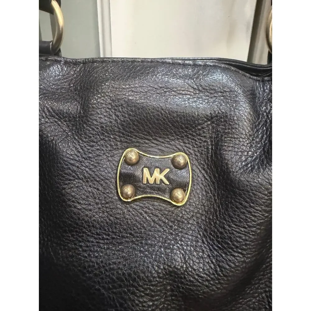 Vintage Michael Michael Kors Black Leather Hobo Shoulder Bag